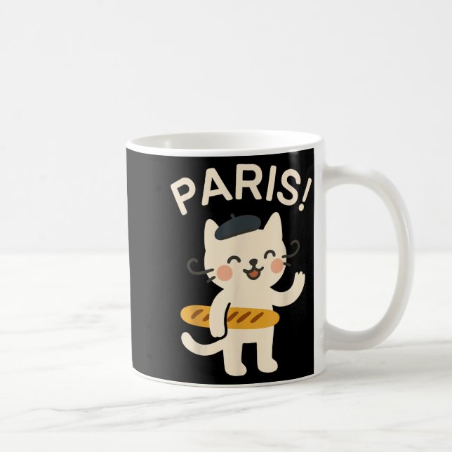 Mug French Cat With Baguette Cute Cat Paris Funny Anim (Droite)