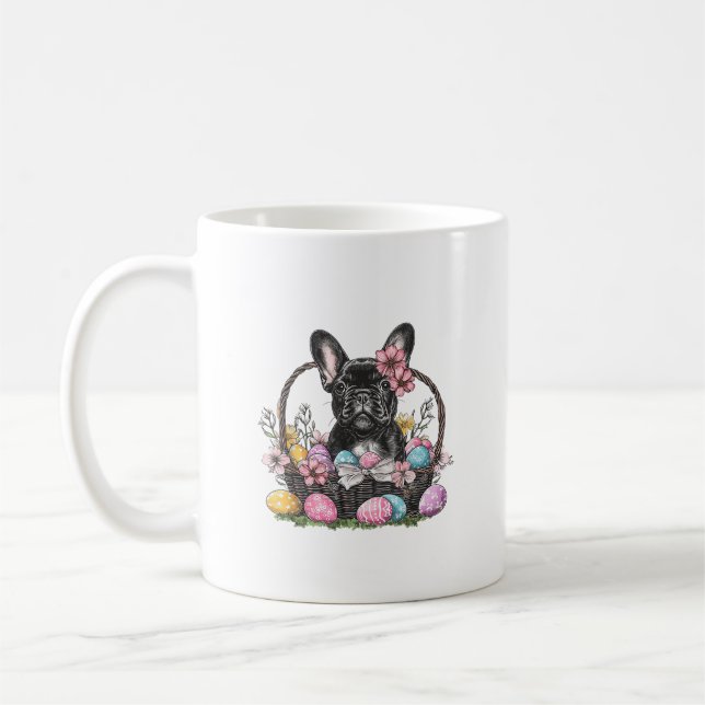 Mug Frenchie Dog Easter Frenchie Dog Eggs Artwork T-Sh (Gauche)
