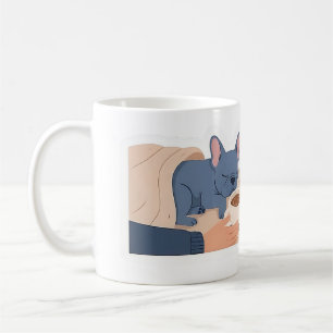 Mug Frenchie faisant la sieste Café froid Drôle Bouled