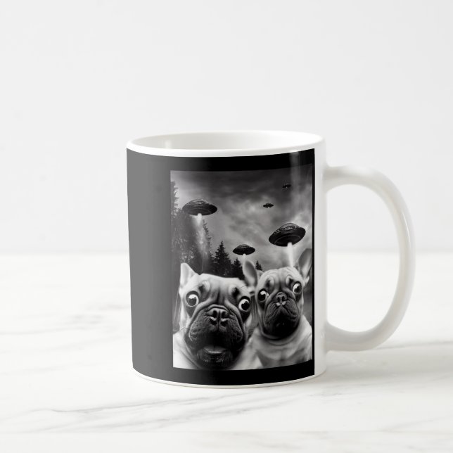 Mug Frenchie UFO Selfie - Drôle de Bouledogue Français (Droite)