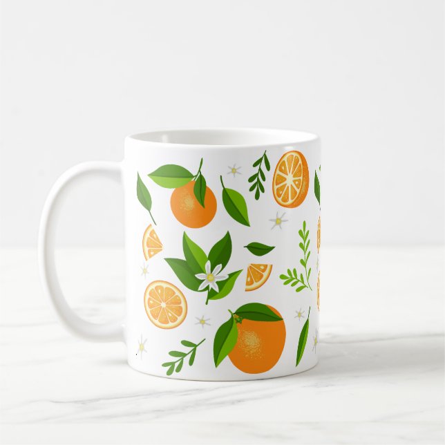 Mug Fresh oranges with flowers and leaves (Gauche)