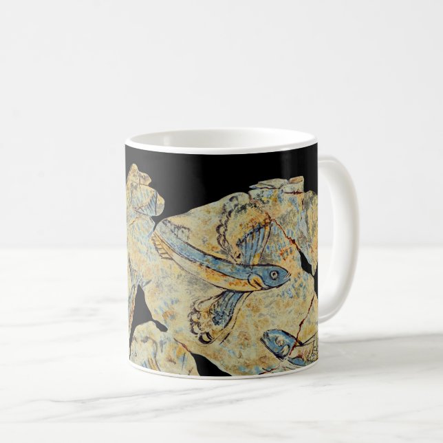 Mug fresque peinte de poisson grec antique art murale  (Devant droit)