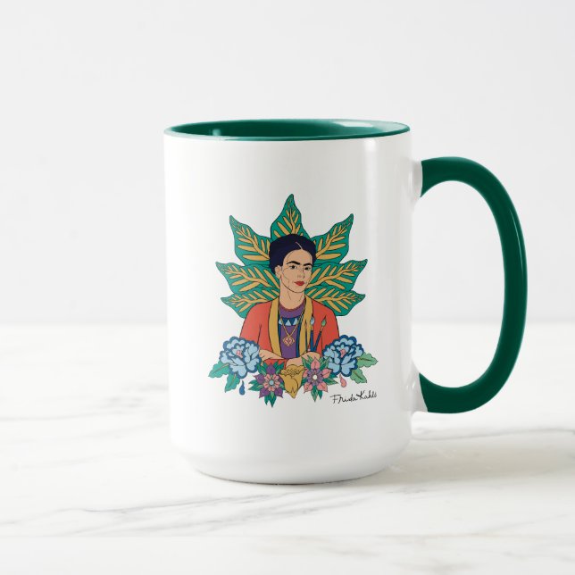 Mug Frida Kahlo Graphisme floral coloré (Droite)