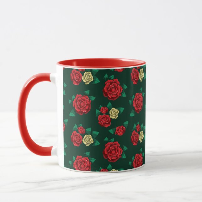Mug Frida Kahlo | motif rouge et de rose d'or (Gauche)
