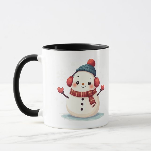 Mug Friendly Cozy Kawaii Snowman Snowflake Design (Gauche)