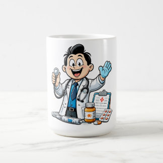 Mug Friendly Doctor Mascot Medical Cartoon Design