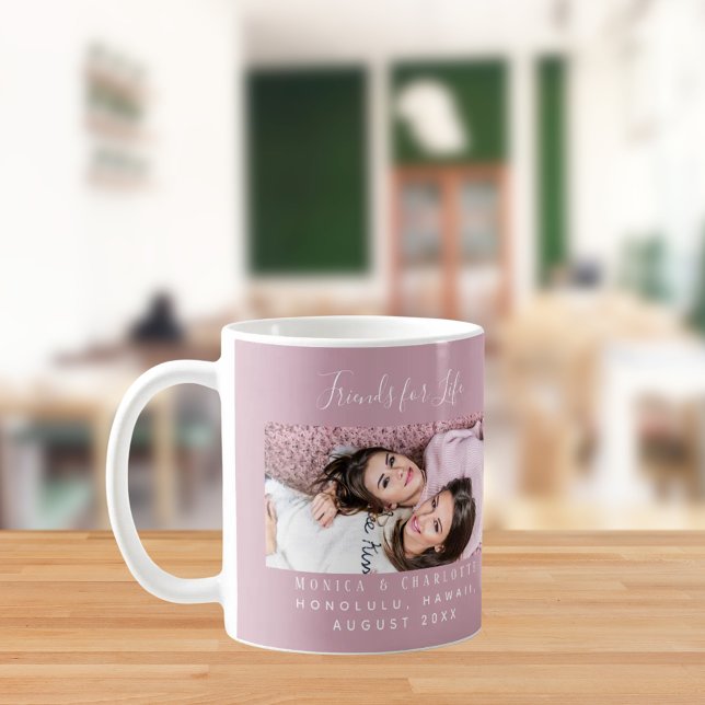 Mug Friends for life photo names mauve dusty rose pink (Créateur téléchargé)