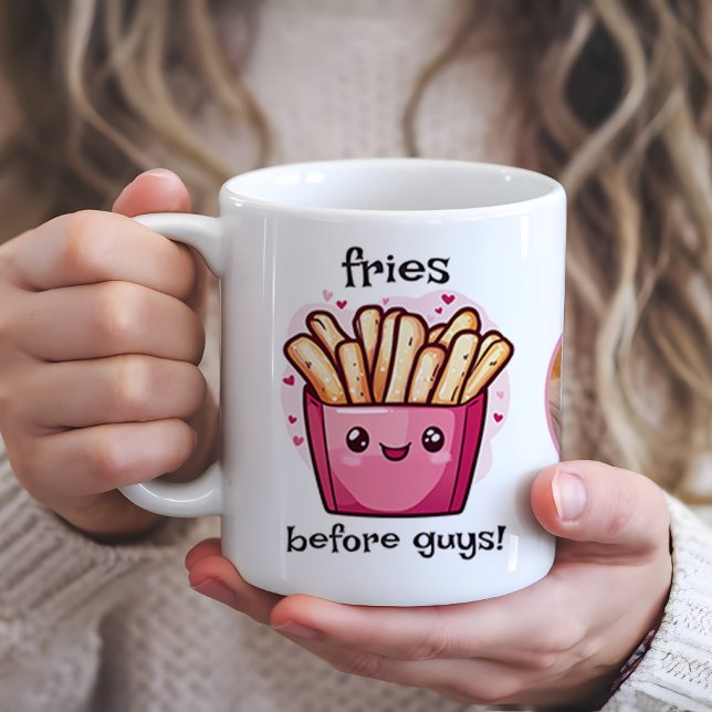 Mug Fries avant les garçons Galentines Photo Collage (This adorable, customizable mug is the perfect reminder that besties and fries always comes first.)