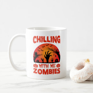 Mug Frissons avec mes zombies Rétro Halloween