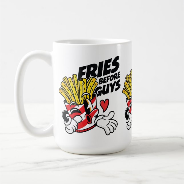 Mug Frites avant les mecs – Frites françaises de dessi (Gauche)