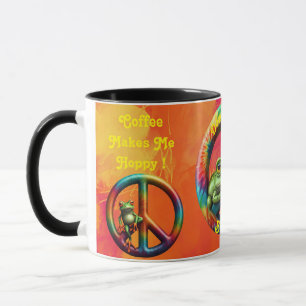 Mug Frog Hippie personnalisée Paix Coloré Amusant