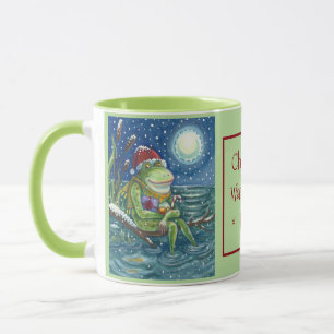 MUG FROG PÈRE NOËL SUR JOURNAL, VACANCES ANIMAL NOËL M