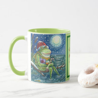 MUG FROG SUR UN JOURNAL, CHARMANT BULLFROG DE NOËL