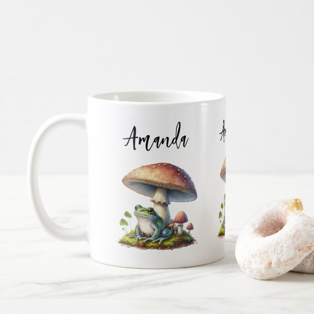Mug Frog Under a Mushroom Cute Nature (Avec donut)