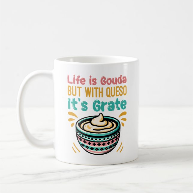 Mug Fromage drôle Gouda Queso Pun alimentaire  (Gauche)
