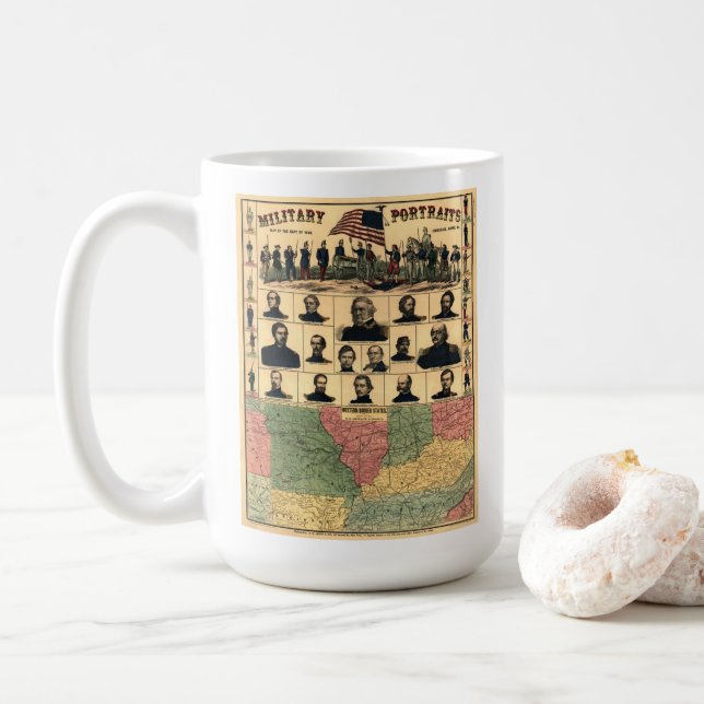 Mug Frontière de guerre civile Portraits militaires 18 (Avec donut)