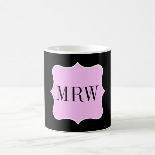 Mug Frontière noire blanche rose simple de rouleau de