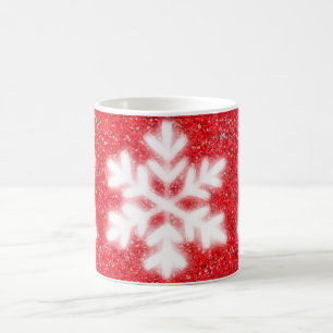 Mug Frosty red North Pole snowflakes sparklinw