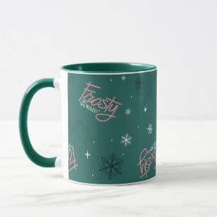Mug Frosty Snowman Green Snowflake Motif
