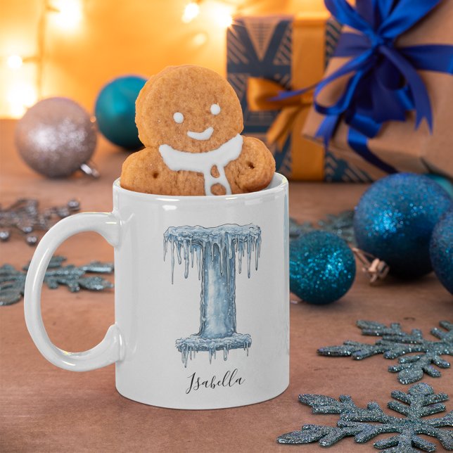 Mug Frozen Icicle Letter I Personalized Winter Name (Frozen Icicle Letter I Personalized Winter Name Coffee Mug)