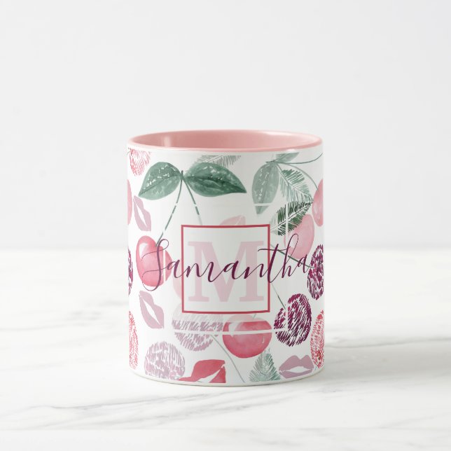 Mug Fruit de cerise rouge élégant (Centre)