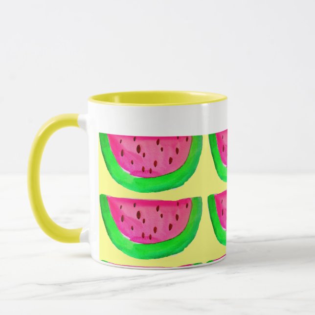 Mug Fruit de pastèque rose juteux motif au citron (Gauche)