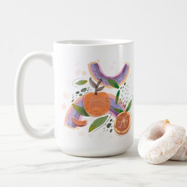 Mug fruit d'orange d'été géométrique (Avec donut)