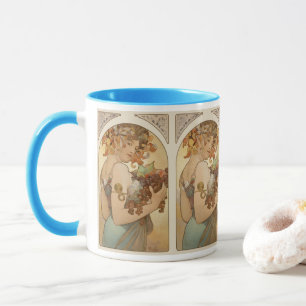 Mug Fruit par Alphonse Mucha, Art Nouveau vintage