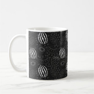 Mug Fruit sans couture motif noir et blanc Tropical