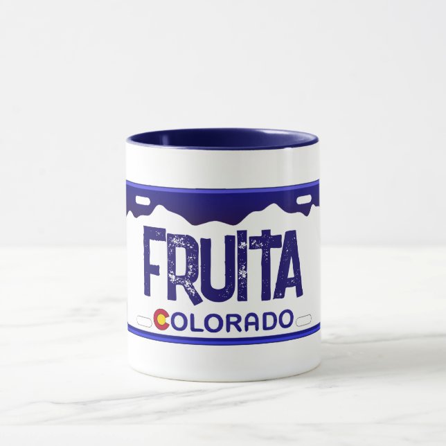 Mug Fruita Colorado plaque d'immatriculation bleue (Centre)