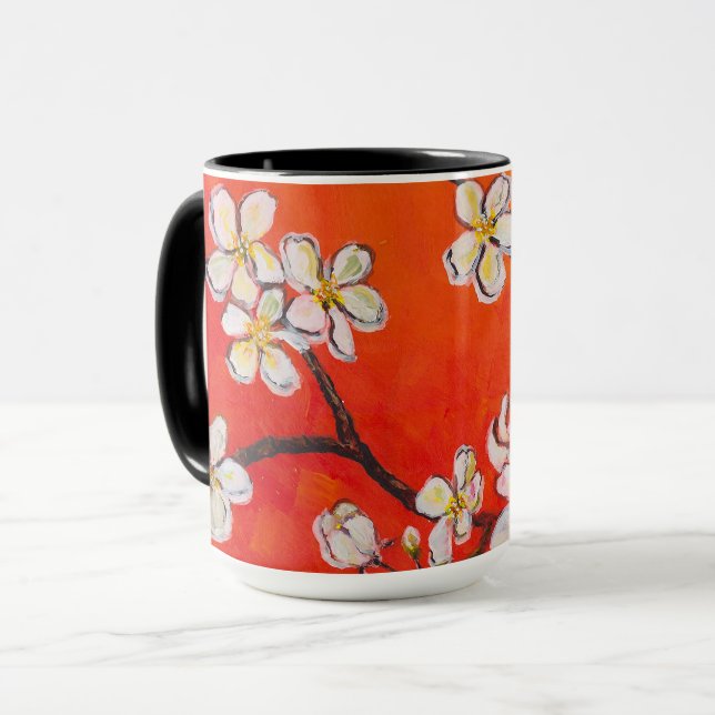 Mug Fruits blancs Fleur Orange Odeur rouge du printemp (Devant gauche)