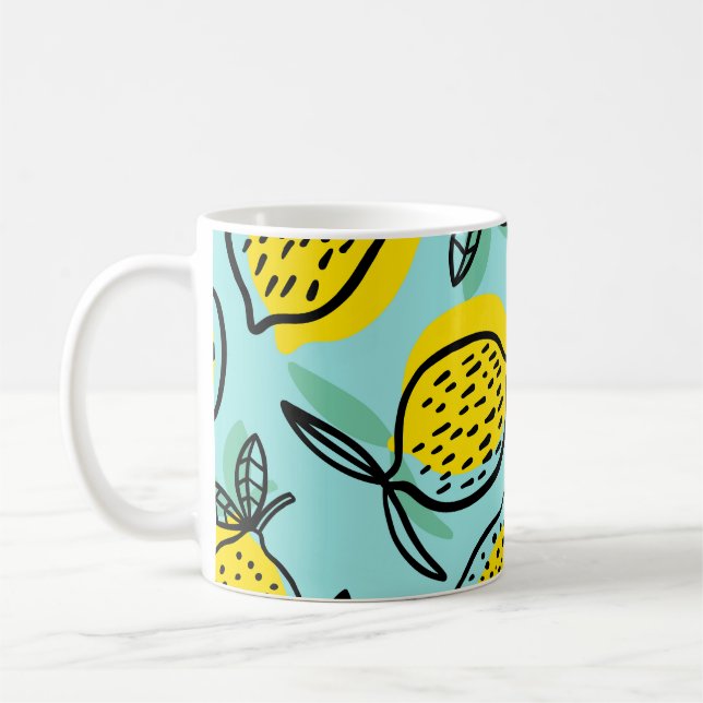 Mug Fruits de citron : motif vintage été. (Gauche)