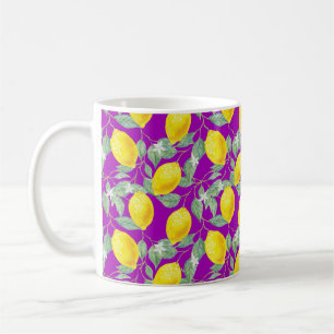 MUG FRUITS DE CITRON SUR FOND VIOLET