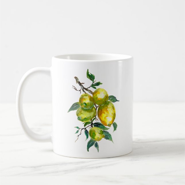 Mug Fruits de citron sur l'aquarelle de la branche d'a (Gauche)