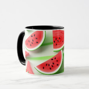 Mug Fruits de dessin animé végan Tranches de pastèque