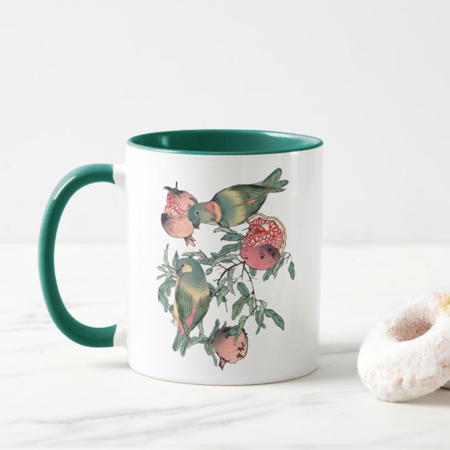 Mug Fruits de grenade et Lovebirds (Avec donut)