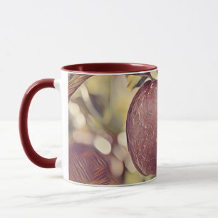Mug Fruits de pomme rouge automne et aquarelle feuille