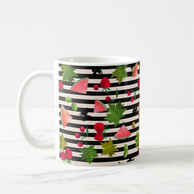 Mug Fruits et Baies Fraîches Sans Couture Aquarelle Ca (Gauche)