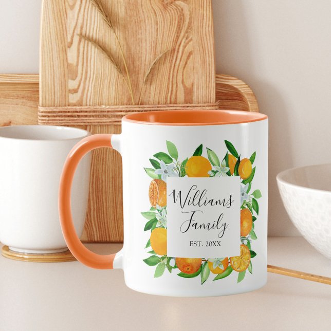 Mug Fruits et fleurs orange Floral botanique d'été (In situ)