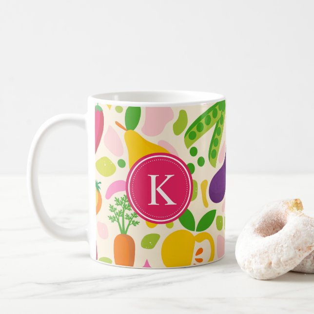 Mug Fruits Monogrammes colorés Légumes (Avec donut)
