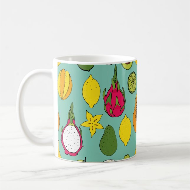 Mug Fruits. Motif vintage transparent (Gauche)