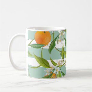 Mug Fruits Orange Floral : Vintage sans couture.