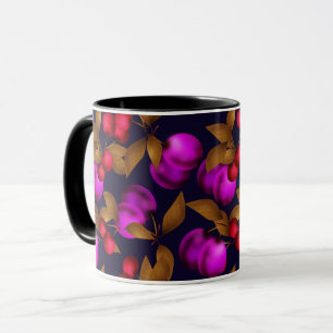 Mug Fruits prune sombre sans couture baies violettes c
