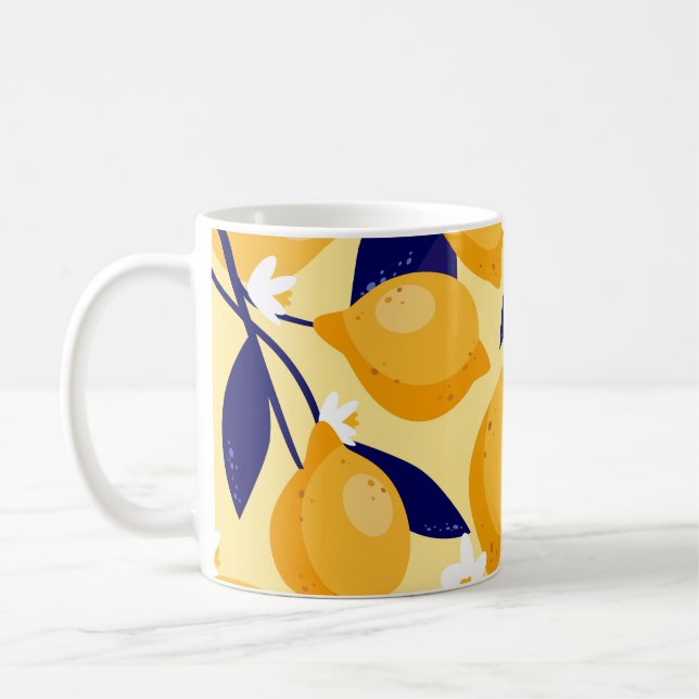 Mug Fruits vintages au citron : motif alimentaire. (Gauche)