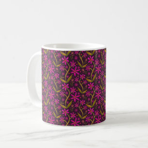 Mug Fuchsia Dancing Daisies Aquarelle