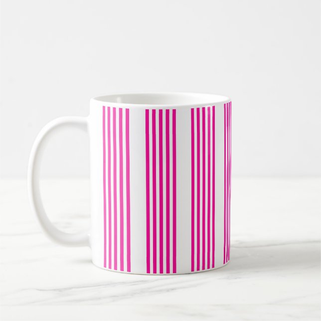 Mug Fuchsia et blanc cinq bandes motif (Gauche)