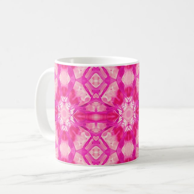 Mug Fuchsia et Pastel Pink Tie Dye Motif (Devant gauche)