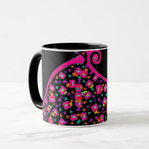 MUG FUCHSIE ROSE NOIR DÉCO MONOGRAM ABSTRAIT