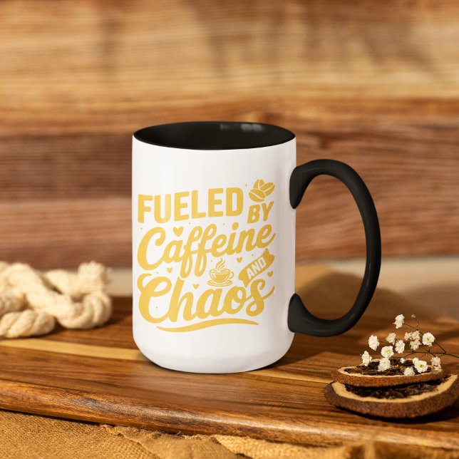Mug Fueled by Caffeine and Chaos Funny Sarcastic (funny coffee mug for busy moms)