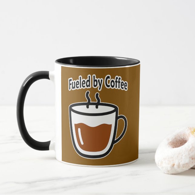 Mug Fueled by Coffee Work Shirt – Funny Productivity (Avec donut)